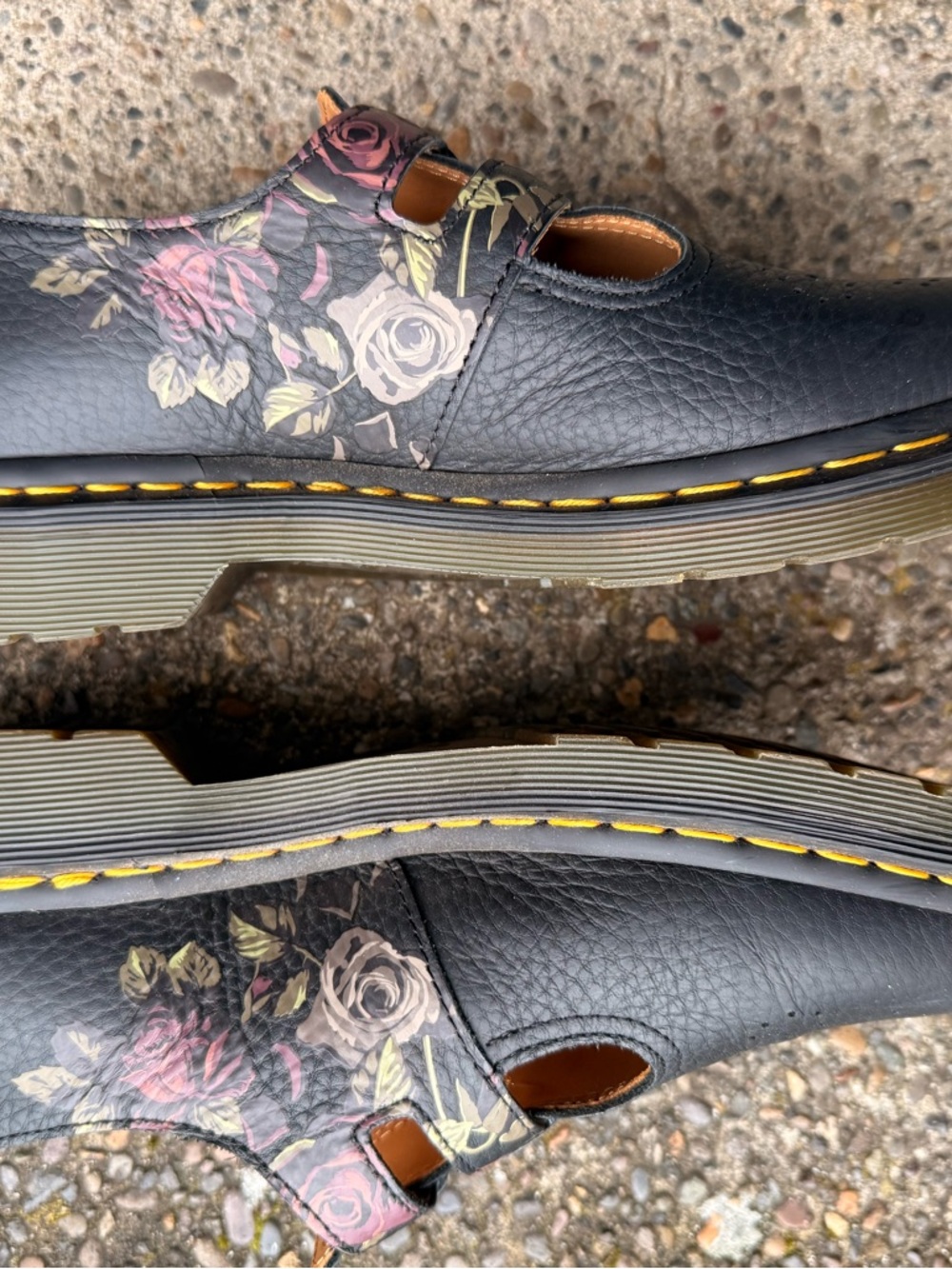 Dr. Martens Black Floral Mary Jane Flats with Double Buckle - Picture 5 of 5
